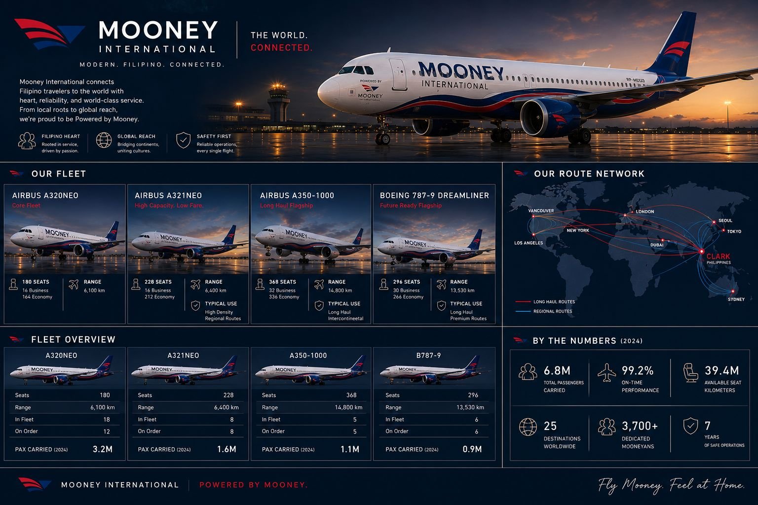 Mooney International long-haul flagship fleet processing transpacific connectivity vectors
