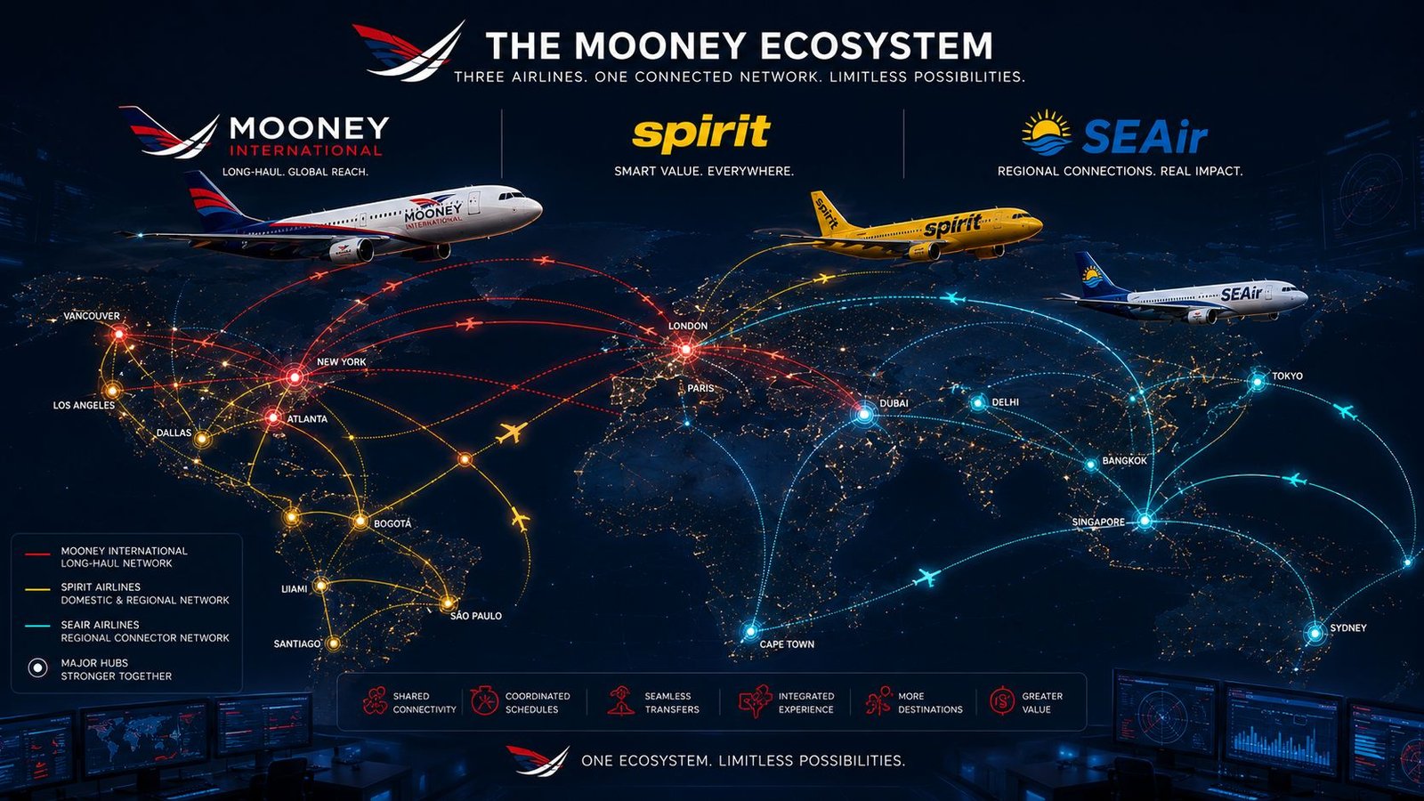 The Mooney Ecosystem connected flight network architecture graphic