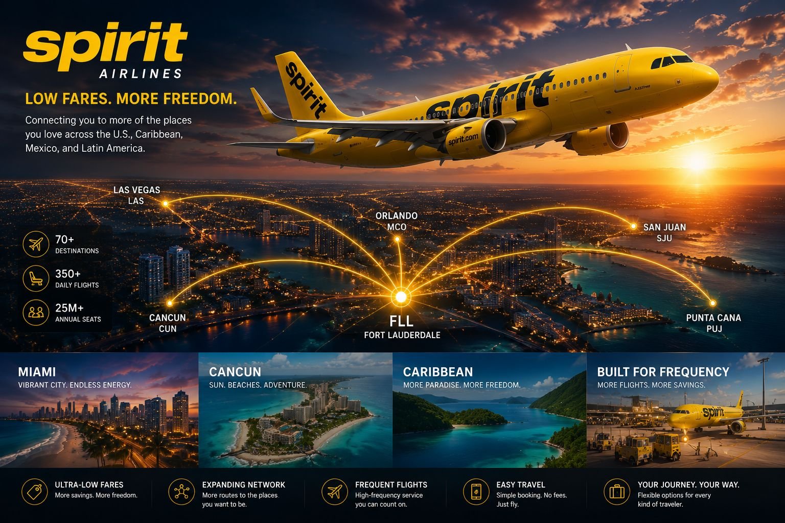 Spirit Airlines fleet panoramic asset