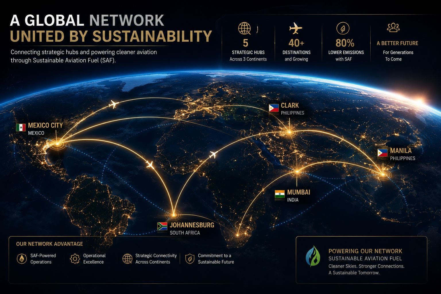 Sustainability Global connected aviation network asset panoramic